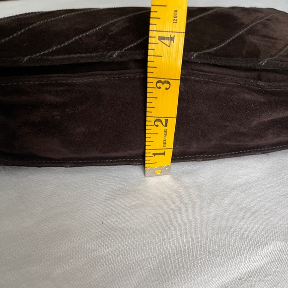 Donna Karan Elegant Brown Suede Shoulder Bag Clutch - Picture 11 of 12